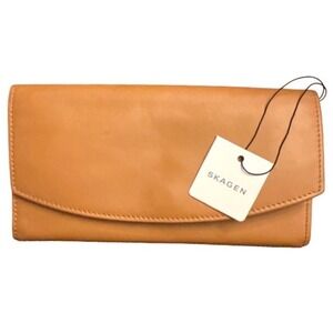 Skagen wallet long tan continental flap NWT